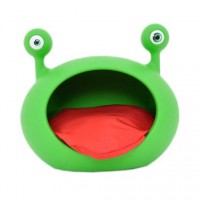 Casa Pet Show Monster Cave Verde com Almofada Vermelha